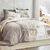 Linge de lit Séverine en coton imprimé nature (beige)