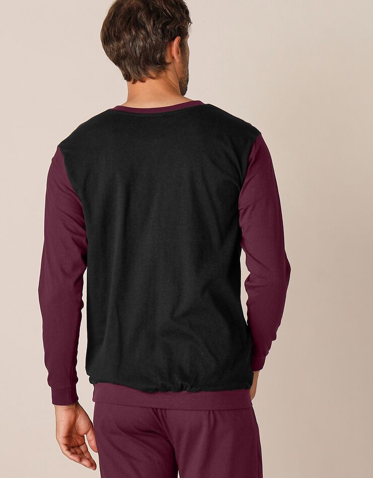 Pyjama long tricolore - lot de 2 (bordeaux / gris) Pyjama long tricolore - lot de 2 (bordeaux / gris)