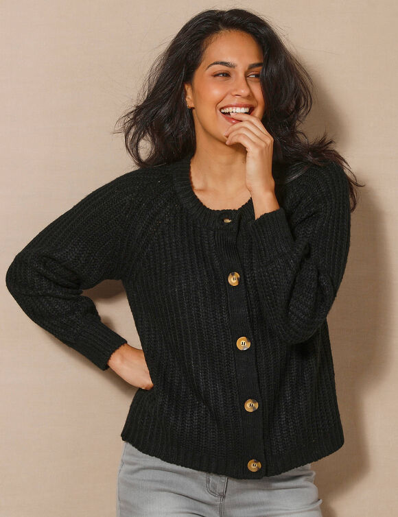 Gilet moelleux en maille anglaise  (noir)