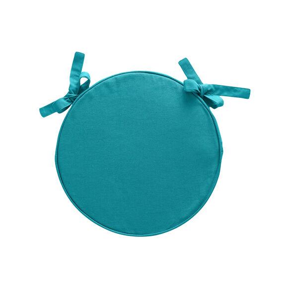 Coussin d'assise uni rond bachette (bleu canard)
