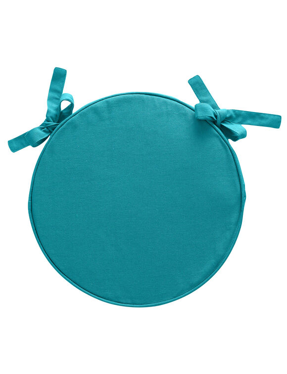 Coussin d'assise uni rond bachette (bleu canard)