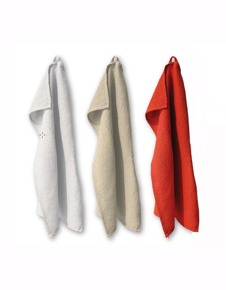 Torchon de cuisine uni nid d'abeille - lot de 3 (blanc / beige / rouge) Torchon de cuisine uni nid d'abeille - lot de 3 (blanc / beige / rouge)