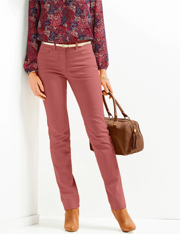 Pantalon droit gainant - petite stature entrej. 75 cm (terracotta)