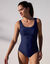 Maillot de bain 1 pi&egrave;ce sp&eacute;cial piscine uni (marine)