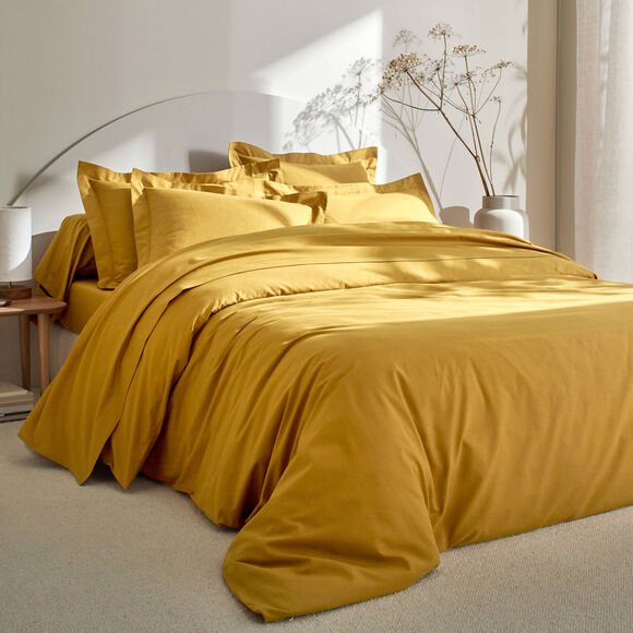 Linge de lit uni coton (curry)
