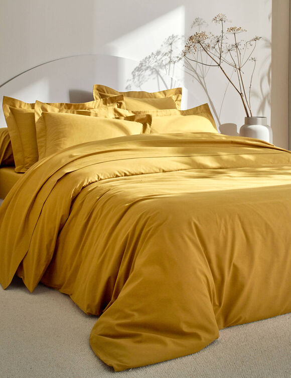 Linge de lit uni coton (curry)