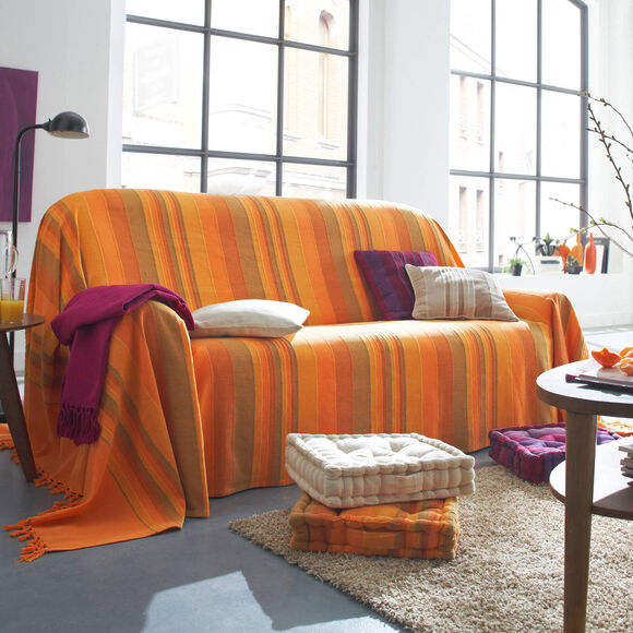 Plaid canapé en flanelle orange • Univers Plaid