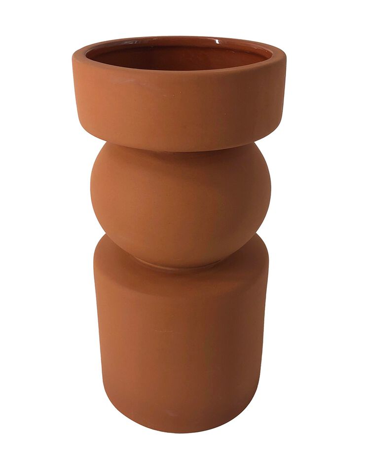Vase céramique forme géométrique - hauteur 20 cm (terracotta)