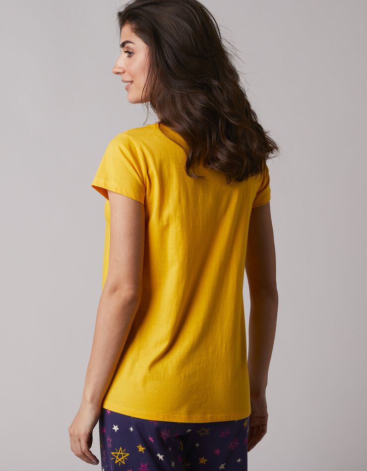 Tee-shirt de pyjama manches courtes imprimé Estrella  (jaune)