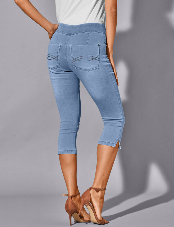 Corsaire fuselé ultra stretch, maille effet jean (bleached)