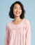Chemise de nuit longue unie col boutonn&eacute; manches longues, Sp&eacute;cial Petites (rose)