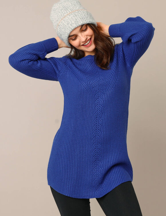 Pull-tunique maille fantaisie  (bleu roy)