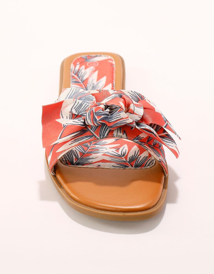 Mules plates imprimées avec nœud fantaisie (orange) Mules plates imprimées avec nœud fantaisie (orange)