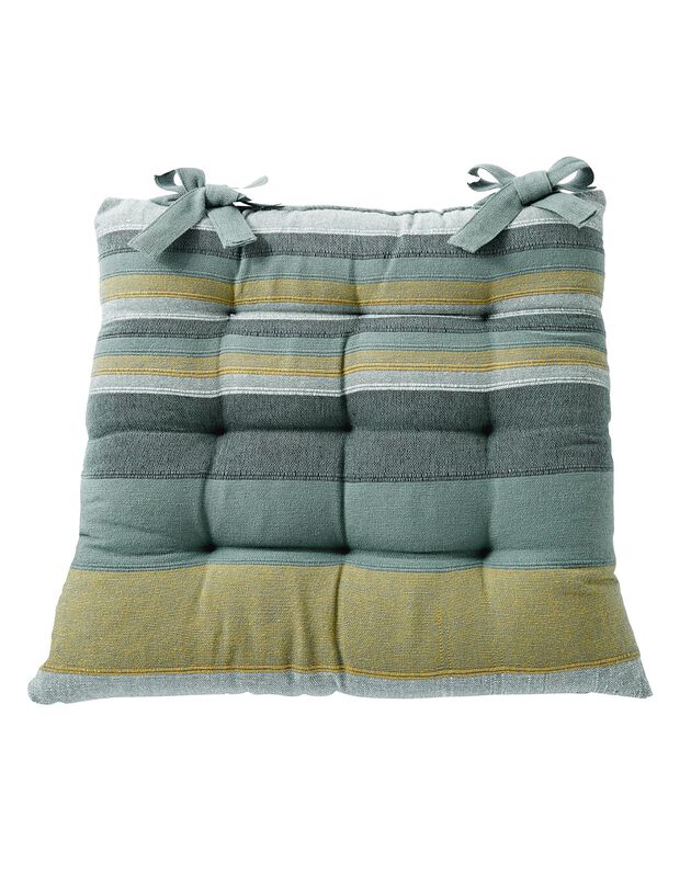 Galette de chaise carrée rayée - lot de 2 (vert)