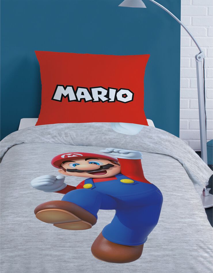 Parure de lit enfant Mario / Luigi Revers® - coton (gris)