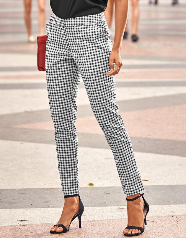 Pantalon à carreaux 7/8ème fuselé (noir / blanc)