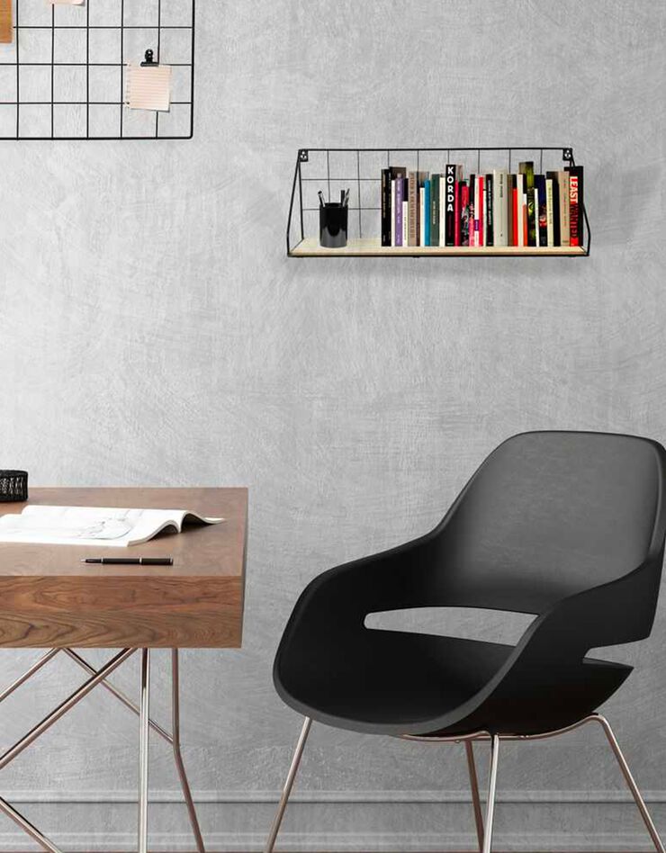 Etagère filaire métal et bois – 1 tablette (noir)