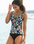 Maillot de bain 1 pièce de bain imprimé Boruca- effet tankini (noir / multicolore)