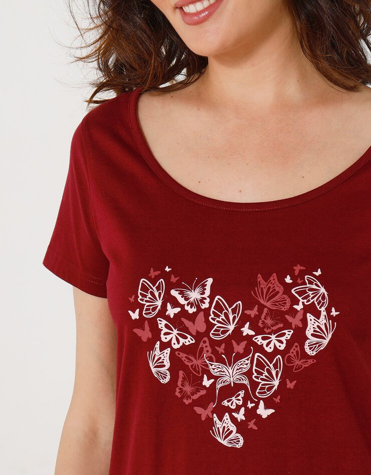 Chemise de nuit courtes manches courtes motif «papillons» (cerise) Chemise de nuit courtes manches courtes motif «papillons» (cerise)