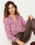 Blouse en voile imprim&eacute; tachiste (prune)