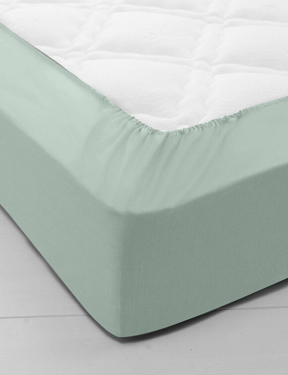 Drap-housse uni flanelle bonnets 32 cm (vert amande)