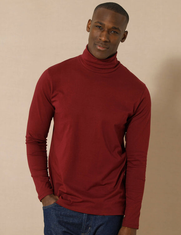 T-shirt col roulé manches longues (bordeaux)