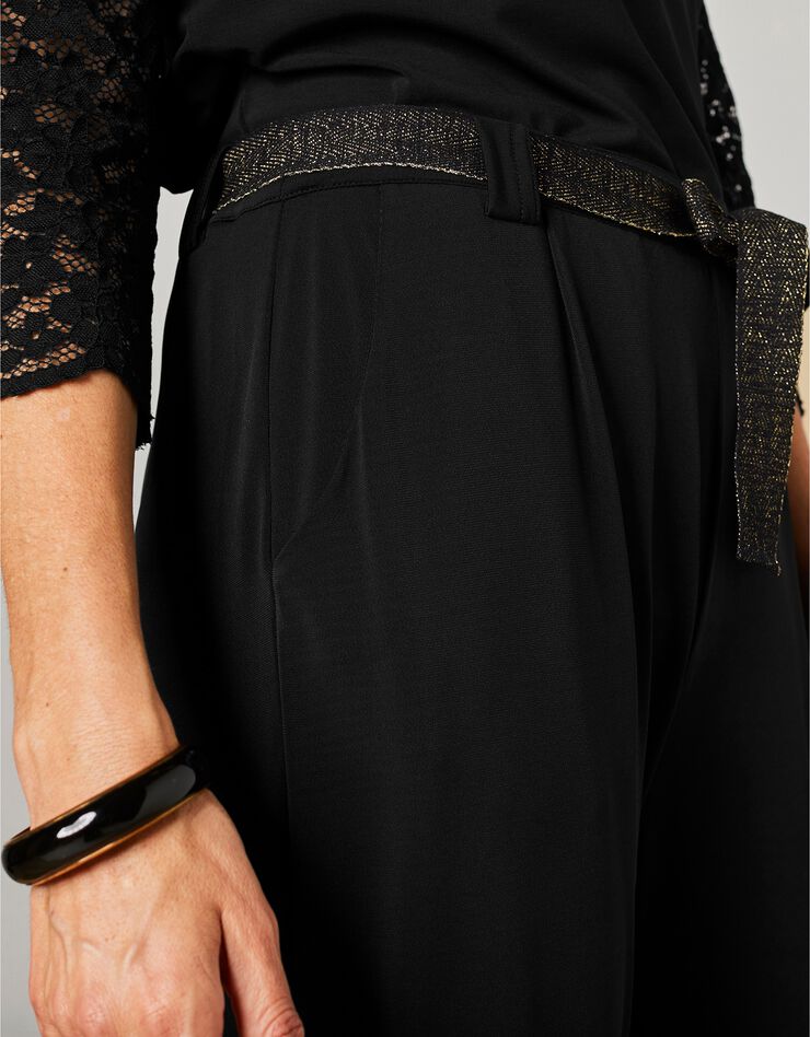 Pantalon coupe droite uni, maille (noir) Pantalon coupe droite uni, maille (noir)