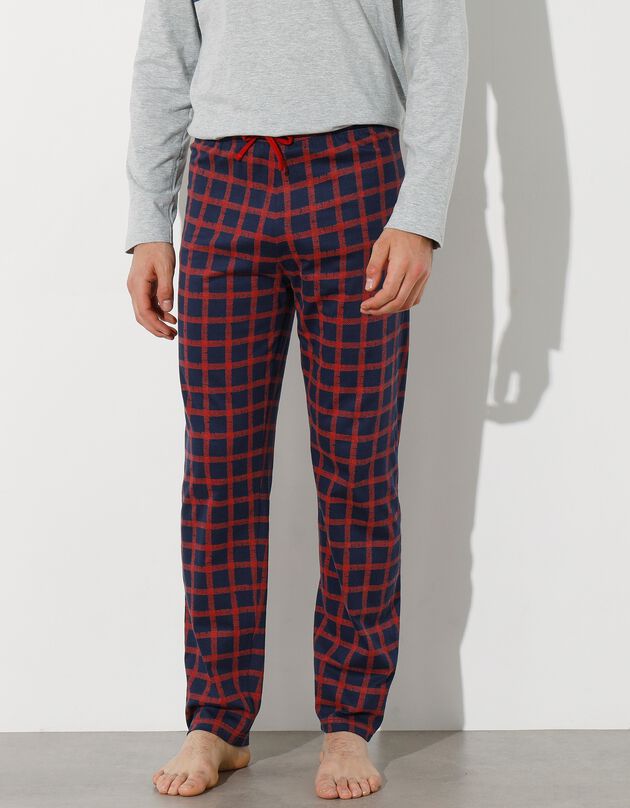 Pantalon pyjama imprimé carreaux (marine / rouge)