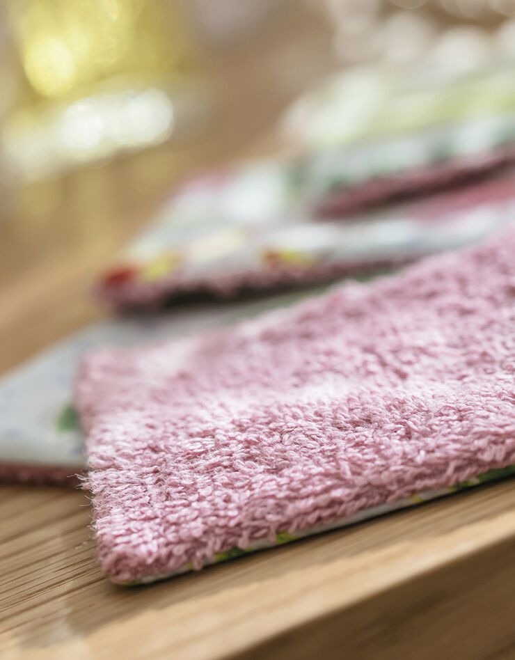 Carré démaquillant upcyclé, lot de 4 avec pochette - collection upcycling (vert)