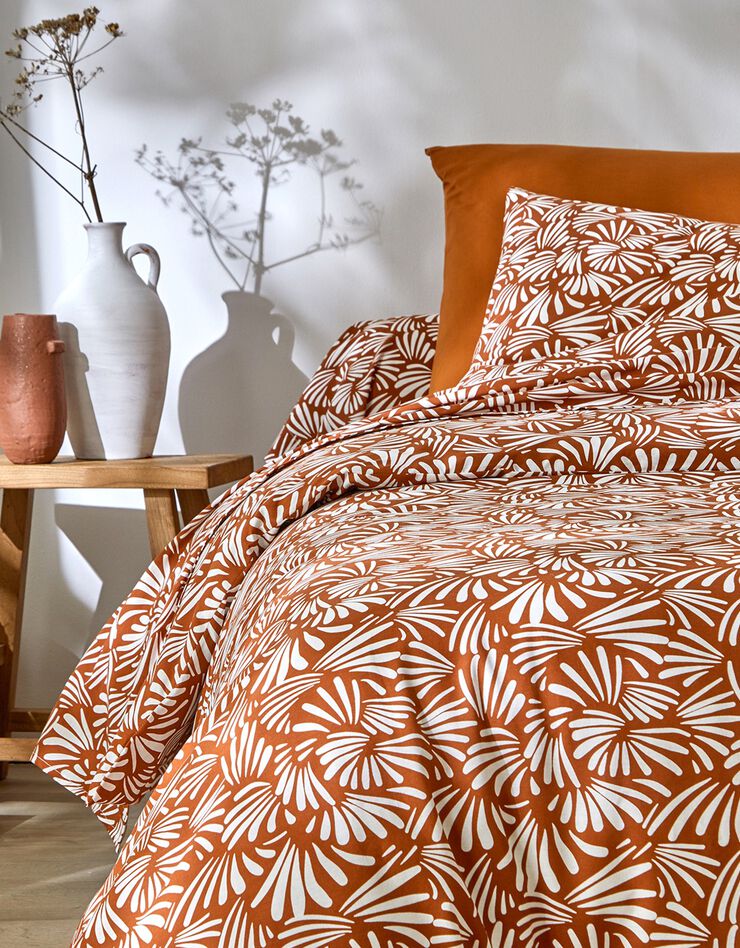 Linge de lit Vick en coton imprimé graphique (caramel)