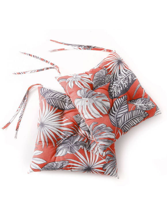 Galette de chaise imprimé tropical - lot de 2 (terracotta)