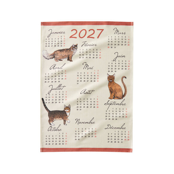 Torchon calendrier chiens chats oiseaux - lot de 3 (multicolore)