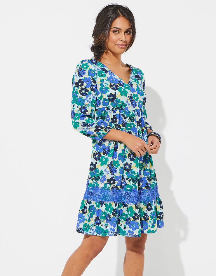 Robe dos croisé imprimée (vert / bleu) Robe dos croisé imprimée (vert / bleu)