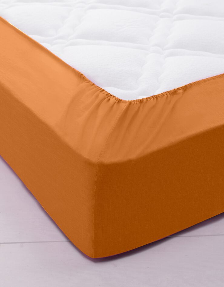 Drap-housse uni coton bonnet 32 cm (châtaigne)