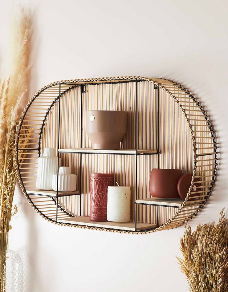 Etagère ovale métal et bambou - 4 tablettes (bois)