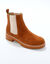 Boots chelsea croûte de cuir, semelle crantée épaisse (caramel)