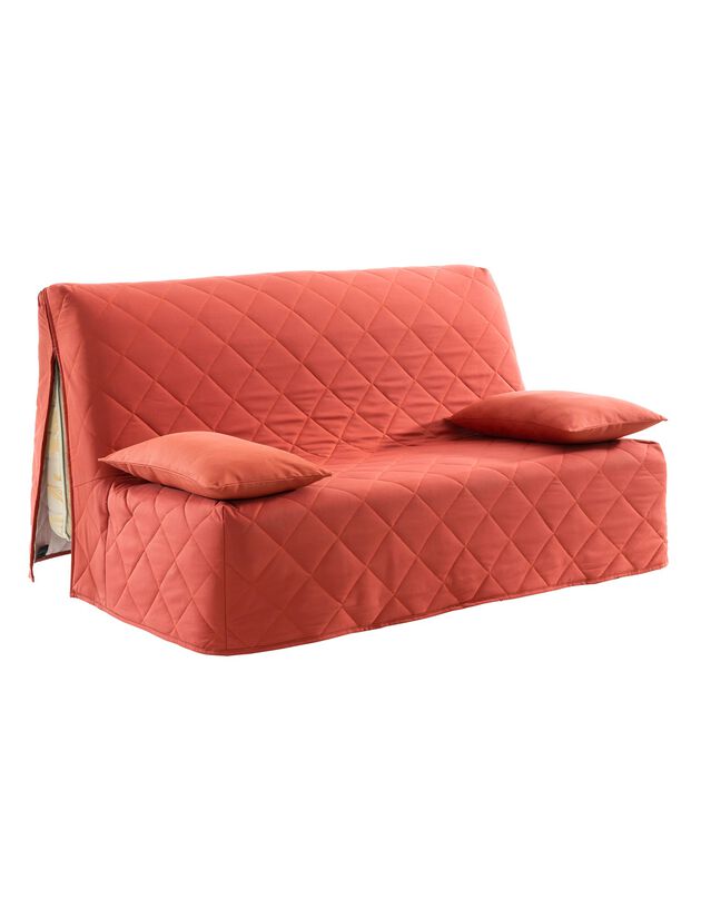 Housse canapé BZ coton bachette uni matelassé (terracotta)
