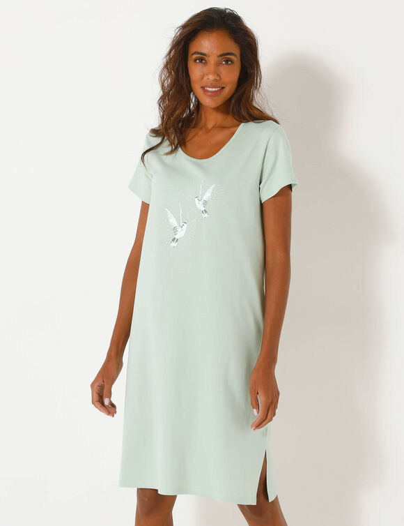 Chemise de nuit courte Oiseaux (tilleul)