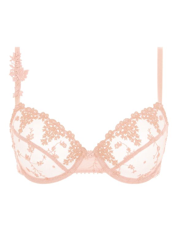 Soutien-gorge emboîtant tulle brodé bicolore « White nights » - avec armatures (pêche)