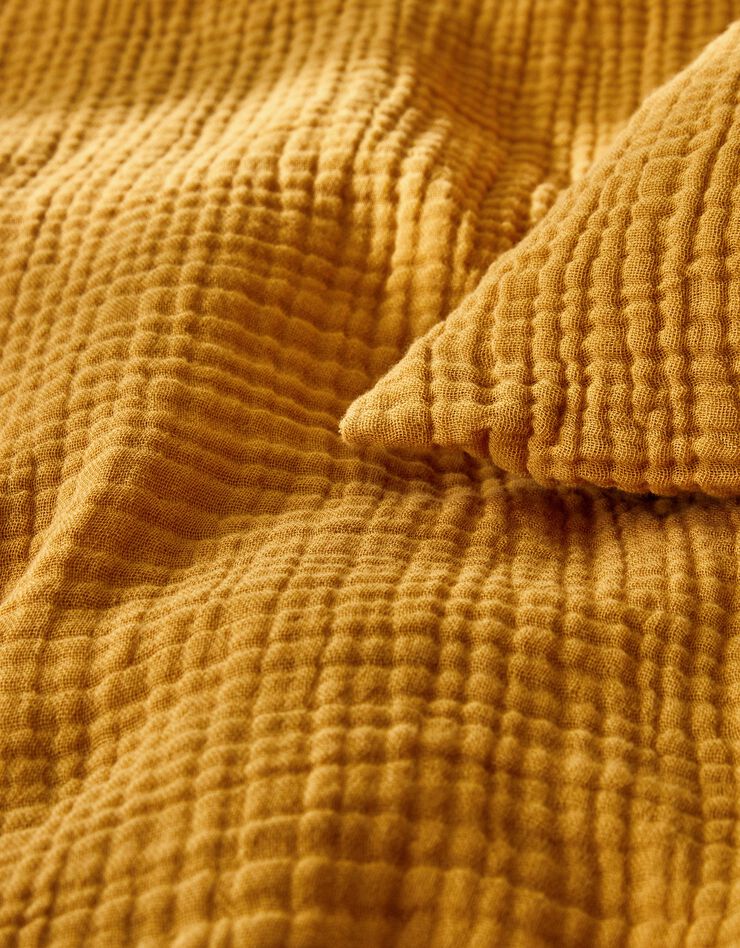 Linge de lit uni en triple gaze de coton (miel)
