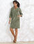 Robe forme housse unie, mélange coton-lin  (bronze)