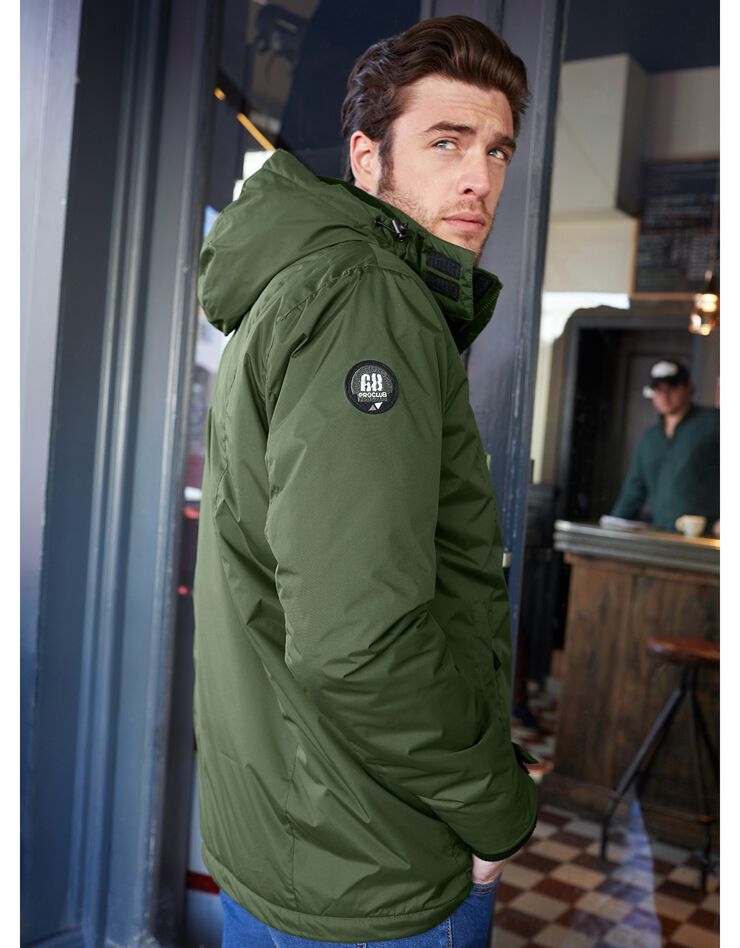 Parka imperméable doublée polaire à capuche (kaki) Parka imperméable doublée polaire à capuche (kaki)