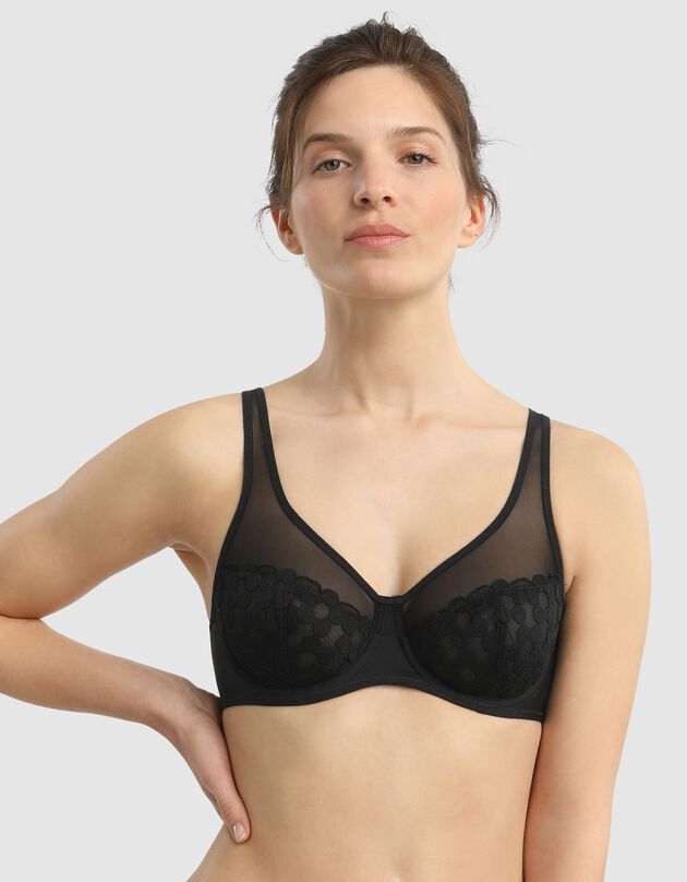 Soutien-gorge broderie fleurs "generous essentiel" -  avec armatures (noir)