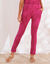 Pantalon fuselé uni, taille élastiquée (violine)