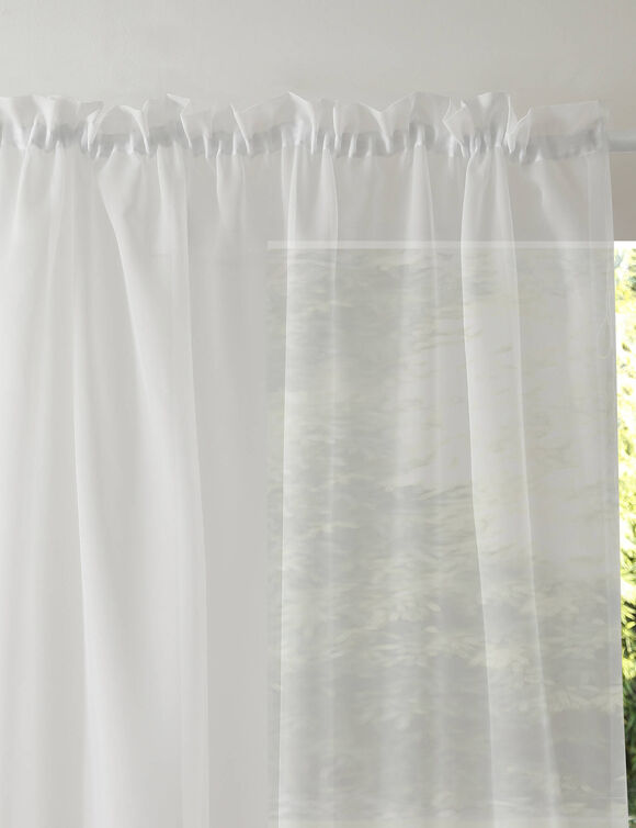 Panneau voile uni finition galon fronceur (blanc)