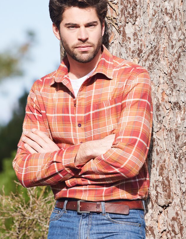Chemise extra-longue carreaux flanelle (orange)