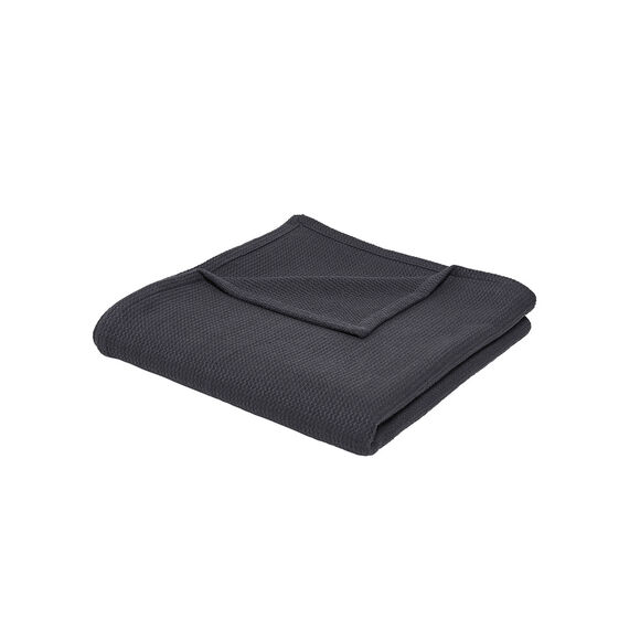 Jeté de canapé ou plaid uni nid d’abeille - coton (gris anthracite)