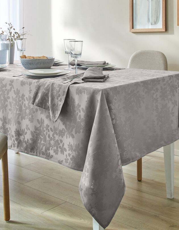 Nappe damassée feuillages Colombine® (gris perle)