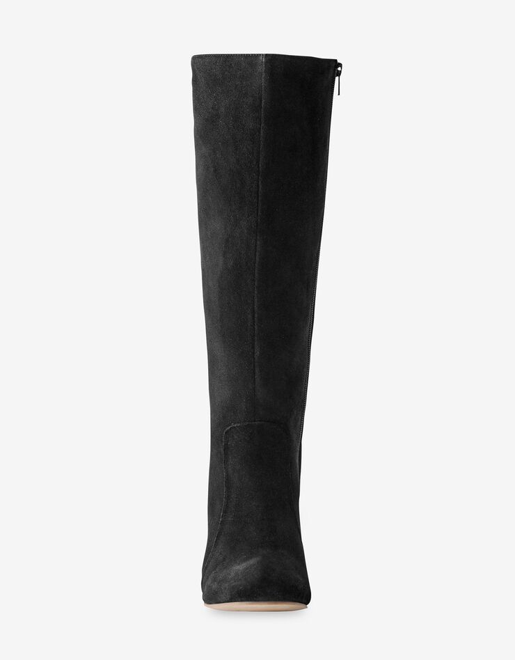 Bottes à talon en croûte de cuir (noir)