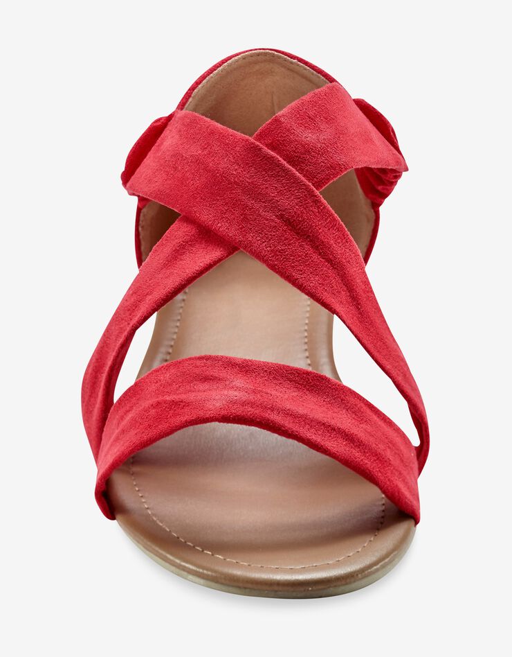 Sandales compensées dessus suédine (rouge)